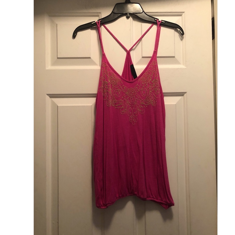COPY - Size medium pink gold beaded tank top